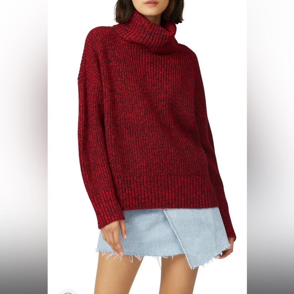 Sanctuary Red Marbled Roll Neck Sweater, RTR